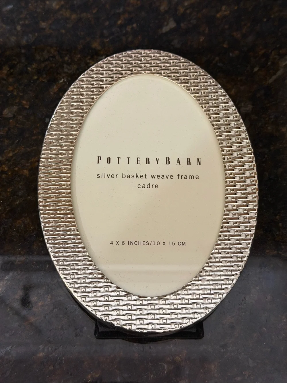 Pottery Barn Silver Basket Weave Oval Picture Frame 5x7 | Holds 4x6 Photo